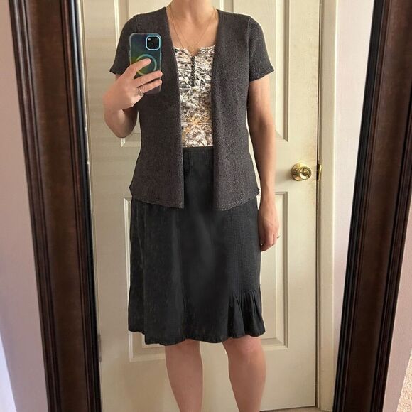 Nic + Zoe Charcoal Gray Cardigan Sweater Short Sleeves Lightweight Size Medium - Picture 6 of 11